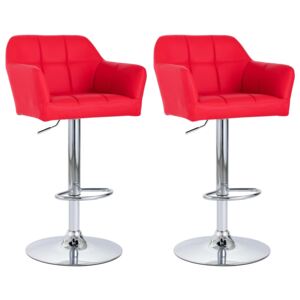 Barové židle s područkami - umělá kůže - 2 ks | červené