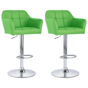 Barové židle s područkami - umělá kůže - 2 ks | zelené