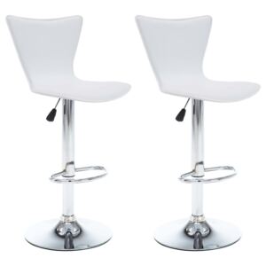 Otočné barové židle z umělé kůže - 2 ks - bílé | 40x47x105 cm