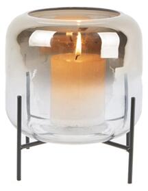 Skleněný nízký svícen/váza Fade 19 cm Present Time (Barva- stříbrná)