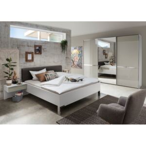 Moderní ložnice MONTREAL bílá/sklo šedý lesk