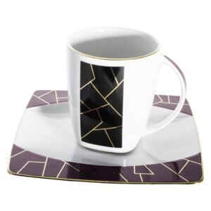 Thun čajový šálek s podšálkem-set EYE prpurovo-černo-zlatý