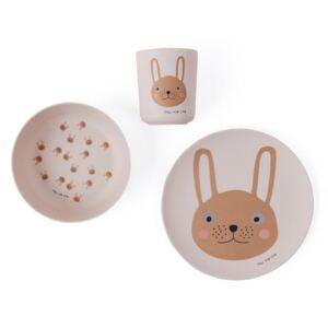 Dětský jídelní set talířek, miska a hrnek Oyoy Rabbit