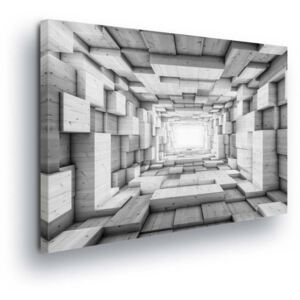 Obraz na plátně - Tunel Šedé Kvádry 40x40 cm