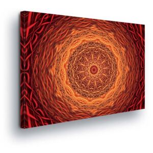 GLIX Obraz na plátně - Oranžová Mandala 2 x 40x60 / 2 x 30x80 / 1 x 30x100 cm