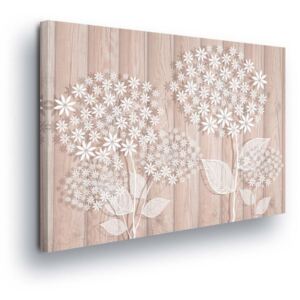 GLIX Obraz na plátně - Bílé Květiny a Dřevěných Latích II 60x40 cm