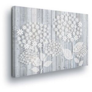 Obraz na plátně - Bílé Květiny na Dřevěných Latích 60x40 cm