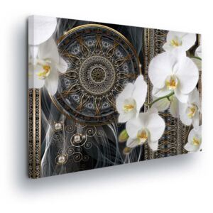 Obraz na plátně - Bílý Květ s Orientální Tématikou II 80x60 cm