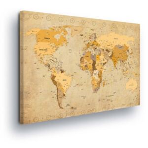 Obraz na plátně - Mapa Světa v Krémových Tónech 80x60 cm