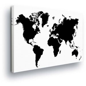 Obraz na plátně - Černobílá Mapa Světa 80x60 cm