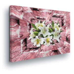GLIX Obraz na plátně - Růžový Vír s Květinami 40x40 cm