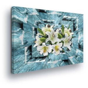 Obraz na plátně - Modrý Vír s Květinami 40x40 cm