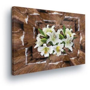 GLIX Obraz na plátně - Hnědý Vír s Květinami 80x80 cm