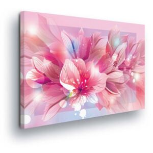 GLIX Obraz na plátně - Magické Růžové Kvítí 2 x 30x80 / 3 x 30x100 cm