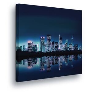 GLIX Obraz na plátně - Modrá Záře Velkoměsta 80x60 cm