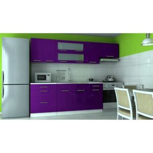 Kuchyňská linka 240 cm v barevném provedení fialový lesk F1026