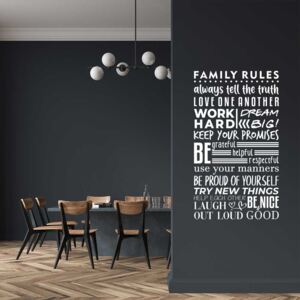 GLIX Family rules - samolepka na zeď Bílá 75x40 cm