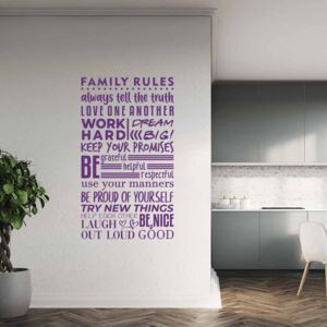 GLIX Family rules - samolepka na zeď Fialová 75x40 cm