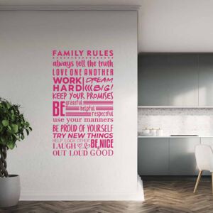 GLIX Family rules - samolepka na zeď Růžová 75x40 cm