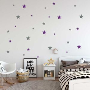 GLIX Dekorace hvězdy - samolepka na zeď Šedá a fialová 2x 75x30 cm