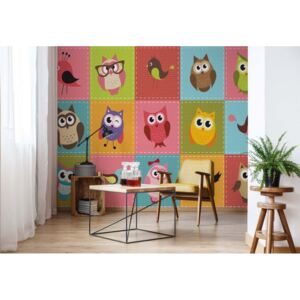 Fototapeta - Kid'S Cartoon Owls Papírová tapeta - 184x254 cm