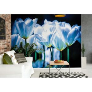 GLIX Fototapeta - Blue Flowers Papírová tapeta - 254x184 cm