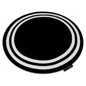 Kulatý koberec HARRY stripes - černý/bílý
