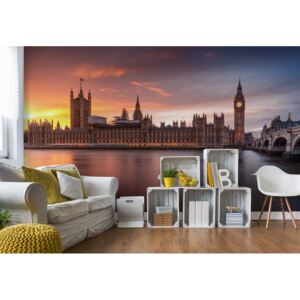 Fototapeta - London Palace Of Westminster Sunset Vliesová tapeta - 104x70 cm