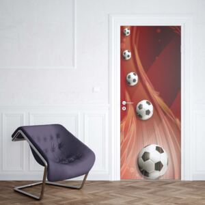 GLIX Fototapeta na dveře - 3D Footballs Red Background | 91x211 cm