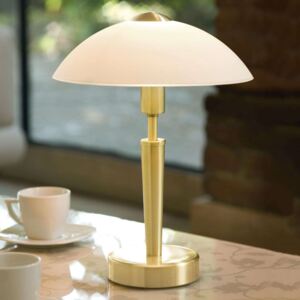 Stolní lampa Salut v mosaz - bílá