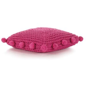 Čtvercový pletený bavlněný polštář na podlahu - růžový | 50x50 cm