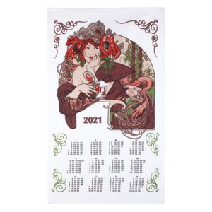 Olzatex Textilní kalendář utěrka PANNA 2021, bílý, 40x70cm, bez hůlky