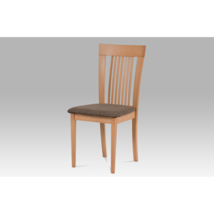 Jídelní židle dřevěná dekor buk a potah hnědá látka BC-3940 BUK3