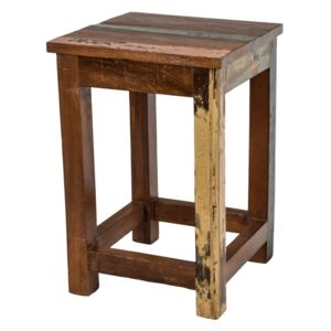Stolička z antik teakového dřeva, "GOA" styl, 30x30x45cm (4D)