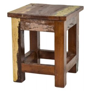 Stolička z antik teakového dřeva, "GOA" styl, 25x25x30cm (3L)