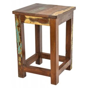 Stolička z antik teakového dřeva, "GOA" styl, 30x30x45cm (4C)