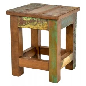 Stolička z antik teakového dřeva, "GOA" styl, 25x25x30cm (3B)