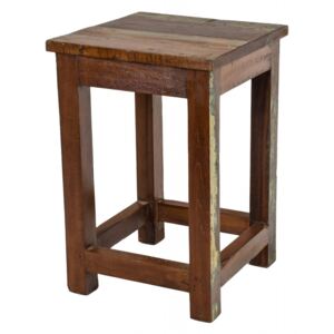 Stolička z antik teakového dřeva, "GOA" styl, 30x30x45cm (4F)