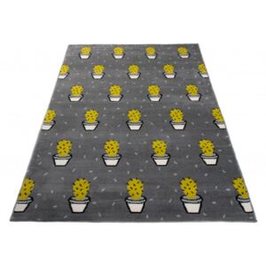 Dětský kusový koberec XENO 33485/147 Kaktusy šedý / žlutý Rozměr: 120x170