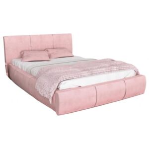 Čalouněná postel VIP 160x200 Kůže růžová s kovovým zdvižným roštem