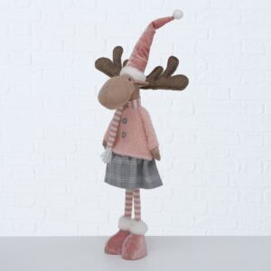 BOLTZE Vánoční figura sob růžový Milvyo 1ks, 23x20x73cm - Holka