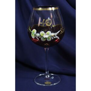Výroční sklenice na VÍNO k 40.narozeninám - bordó (650 ml)