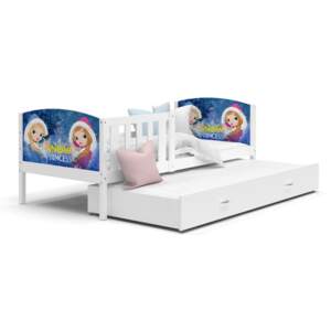 Dětská postel s přistýlkou TAMI R2 - 200x90 cm - bílá/sněhové princezny
