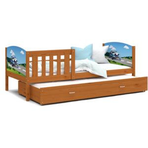 Dětská postel s přistýlkou TAMI R2 - 190x80 cm - olše/policie