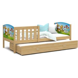 Dětská postel s přistýlkou TAMI R2 - 200x90 cm - borovice/safari
