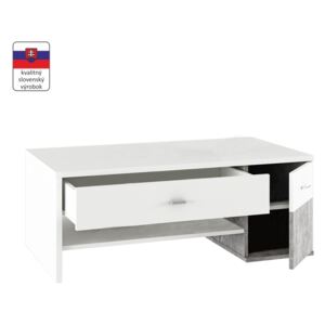 Konferenční stolek, bílá/beton, DILANO