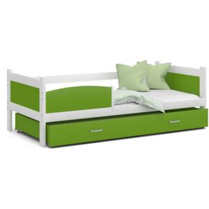 Dětská postel se šuplíkem TWISTER M - 190x80 cm - zeleno-bílá
