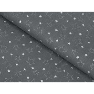 Goldea bavlněná látka simona - vánoční vzor x-17 stříbrné hvězdičky na šedém - metráž š. 150cm 150 cm