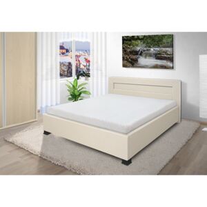 Luxusní postel Mia 180x200 cm eko kůže: béžová, matrace: bílá