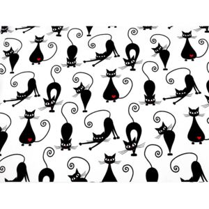 Bavlněná látka s dětskými motivy - 26 (51) černá kočka Stoklasa